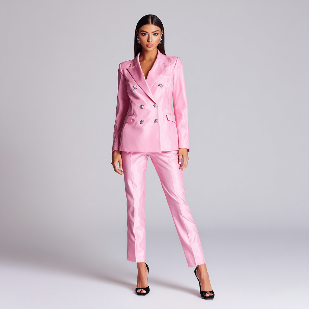 Retro Revival Double-Breasted Suit for Women