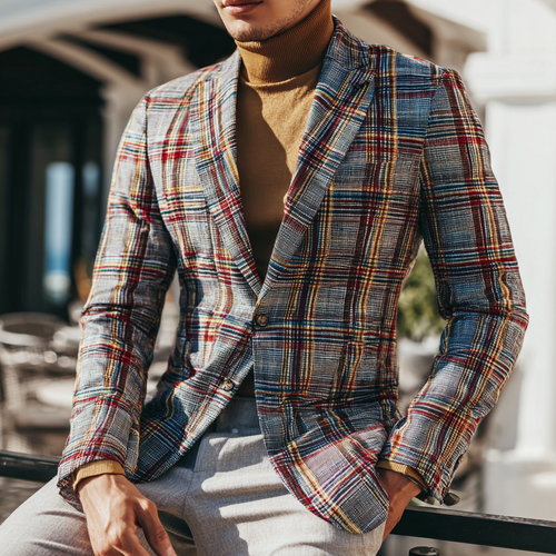 Checkered Tartan Blazer – Smart Casual