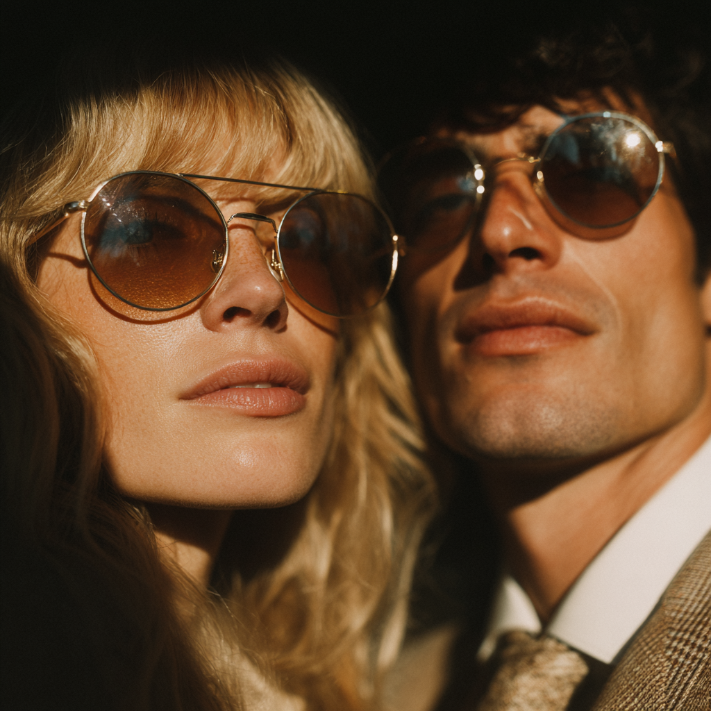 Round Vintage Sunglasses with a Retro Gold Frame