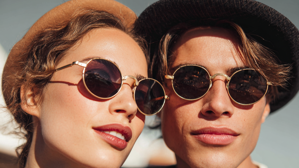 Round Vintage Sunglasses with a Retro Gold Frame